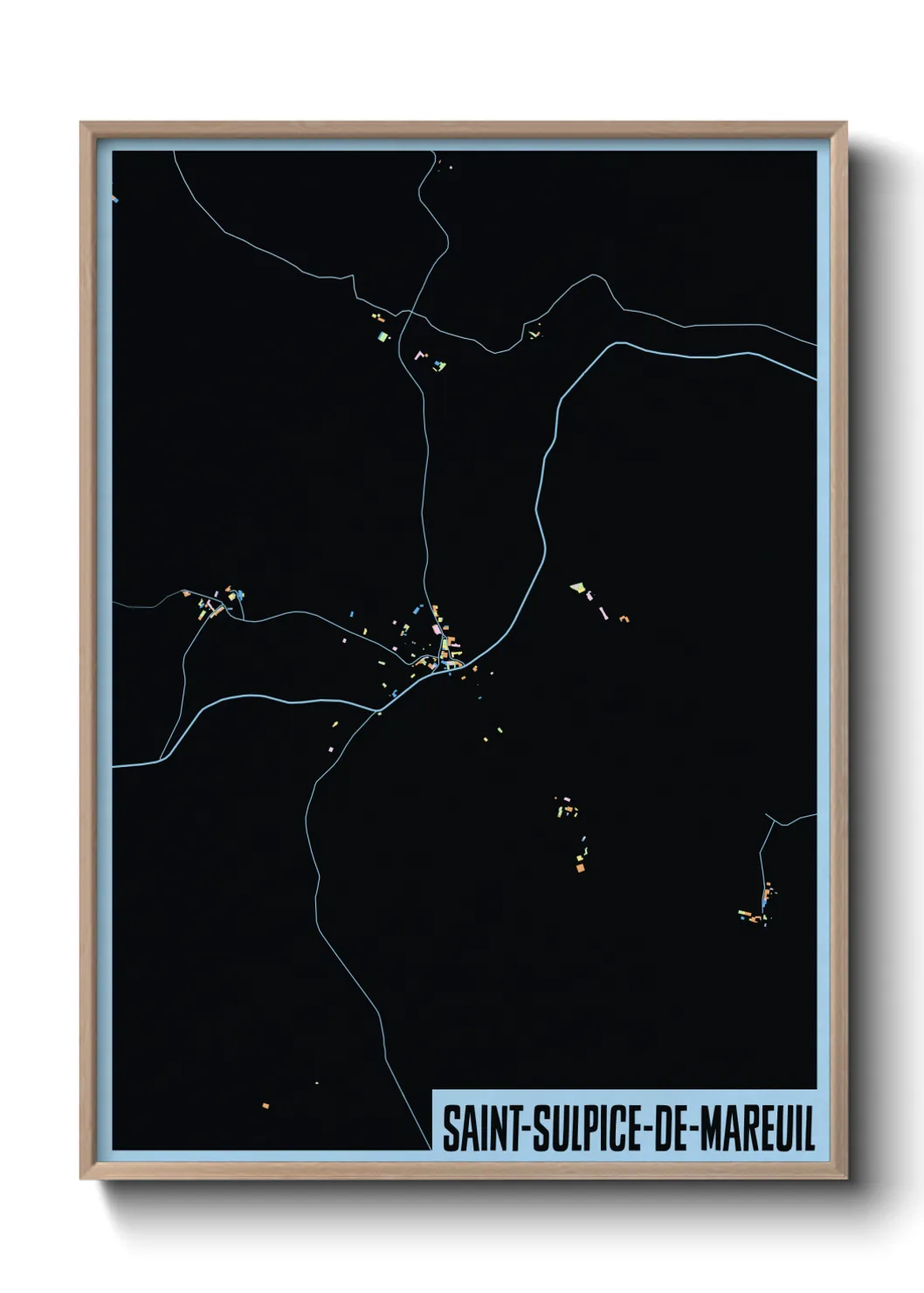 Une affiche de carte sur Saint-Sulpice-de-Mareuil