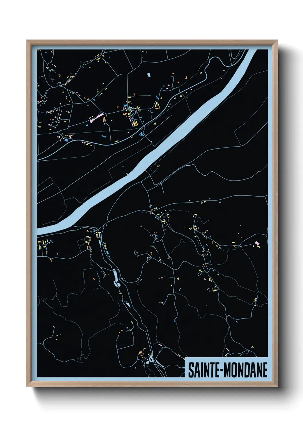 Une affiche de carte sur Sainte-Mondane