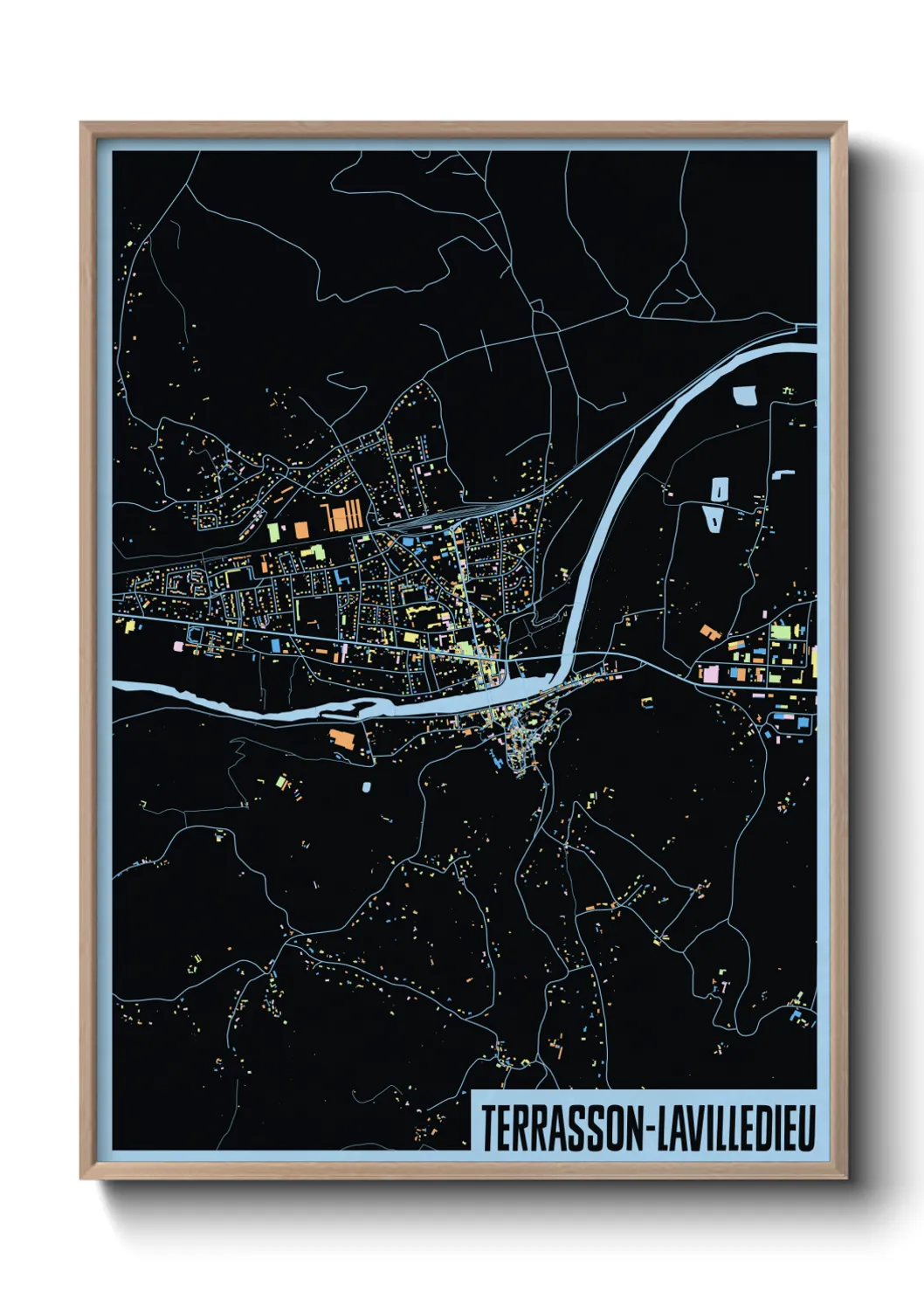 Une affiche de carte sur Terrasson-Lavilledieu