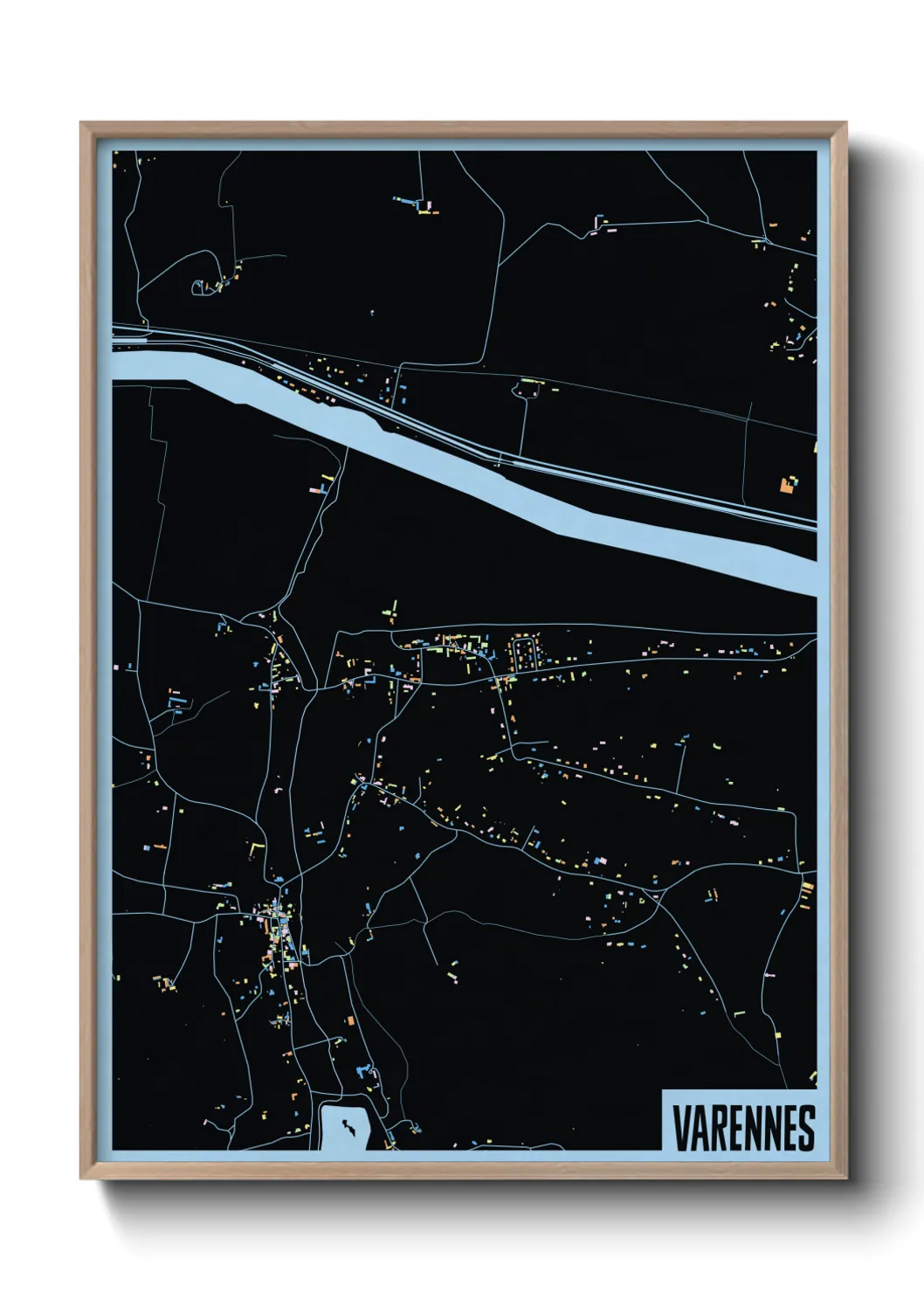 Une affiche de carte sur Varennes