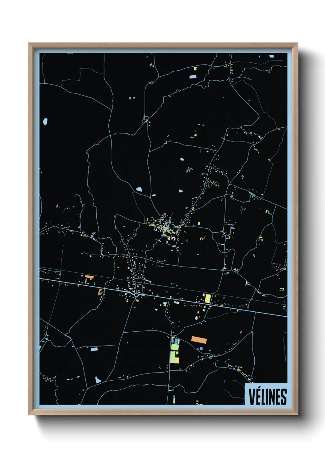 Une affiche de carte sur Vélines