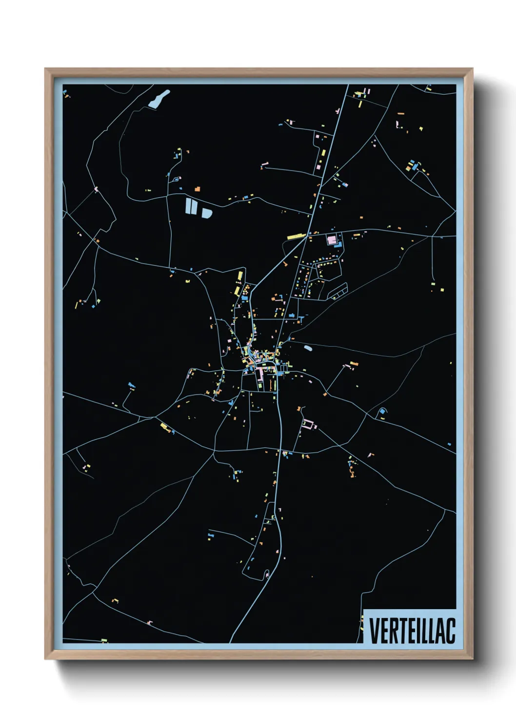 Une affiche de carte sur Verteillac