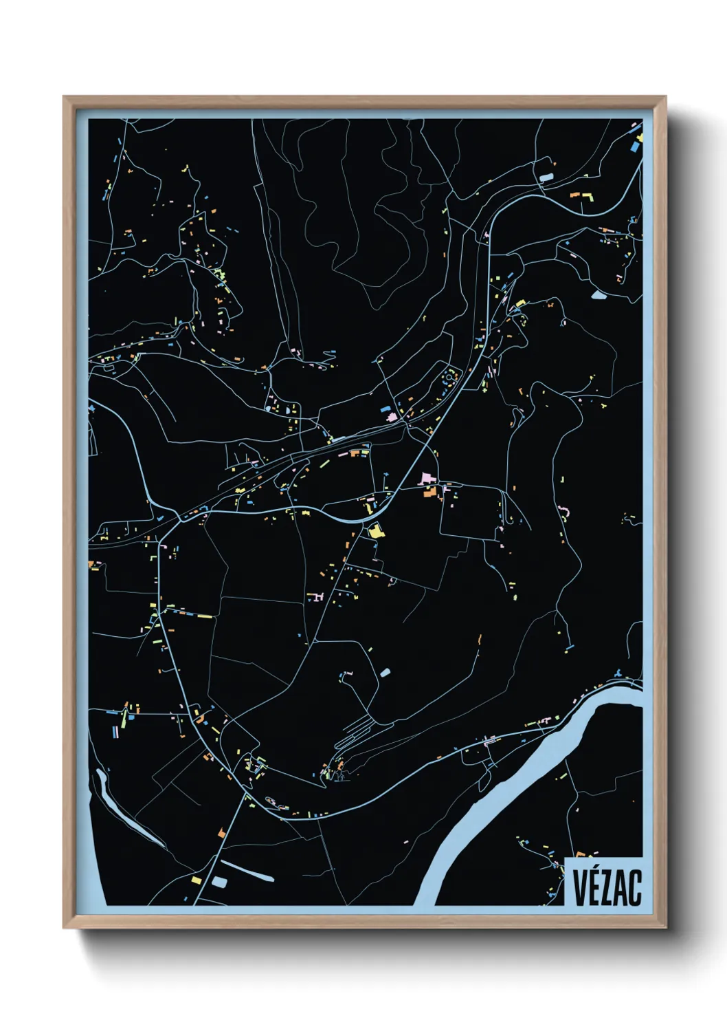 Une affiche de carte sur Vézac