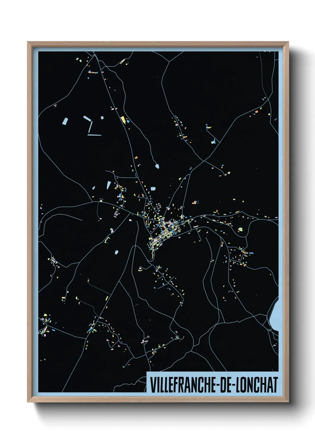 Une affiche de carte sur Villefranche-de-Lonchat