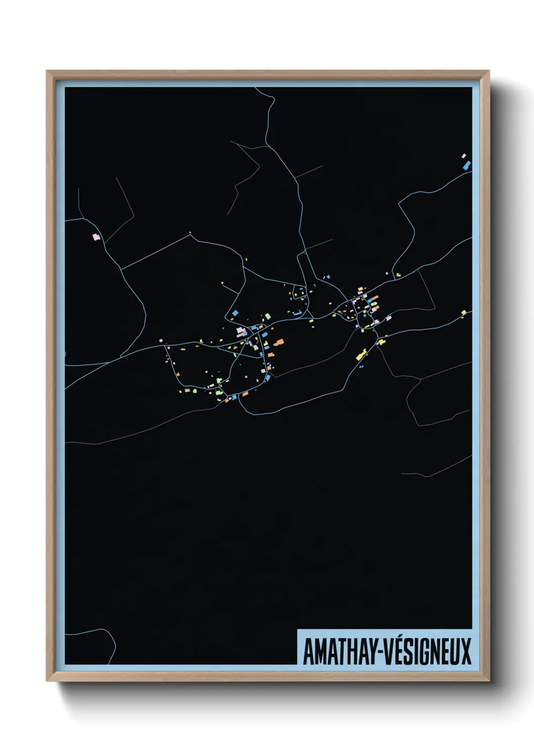 Une affiche de carte sur Amathay-Vésigneux