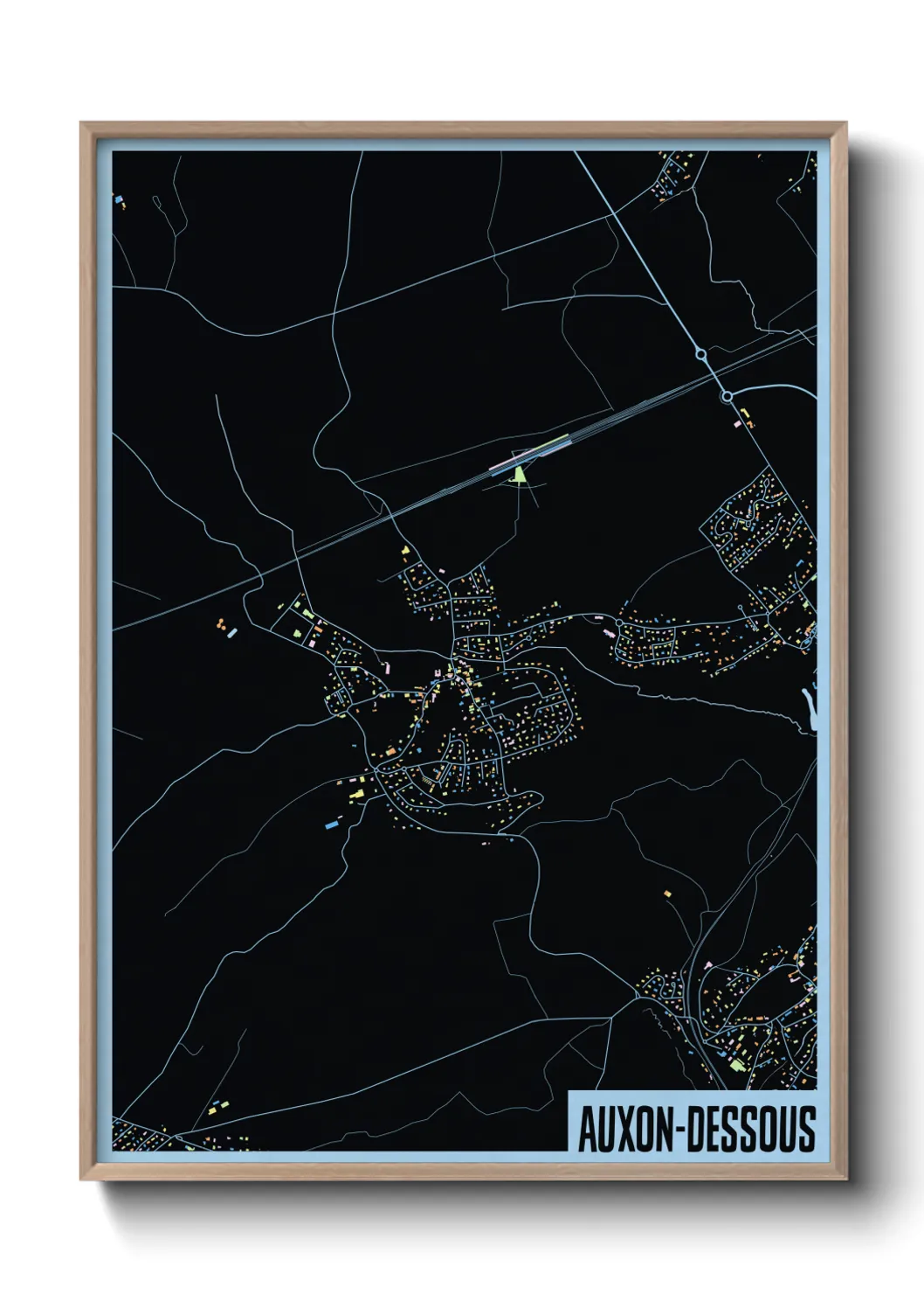 Une affiche de carte sur Auxon-Dessous