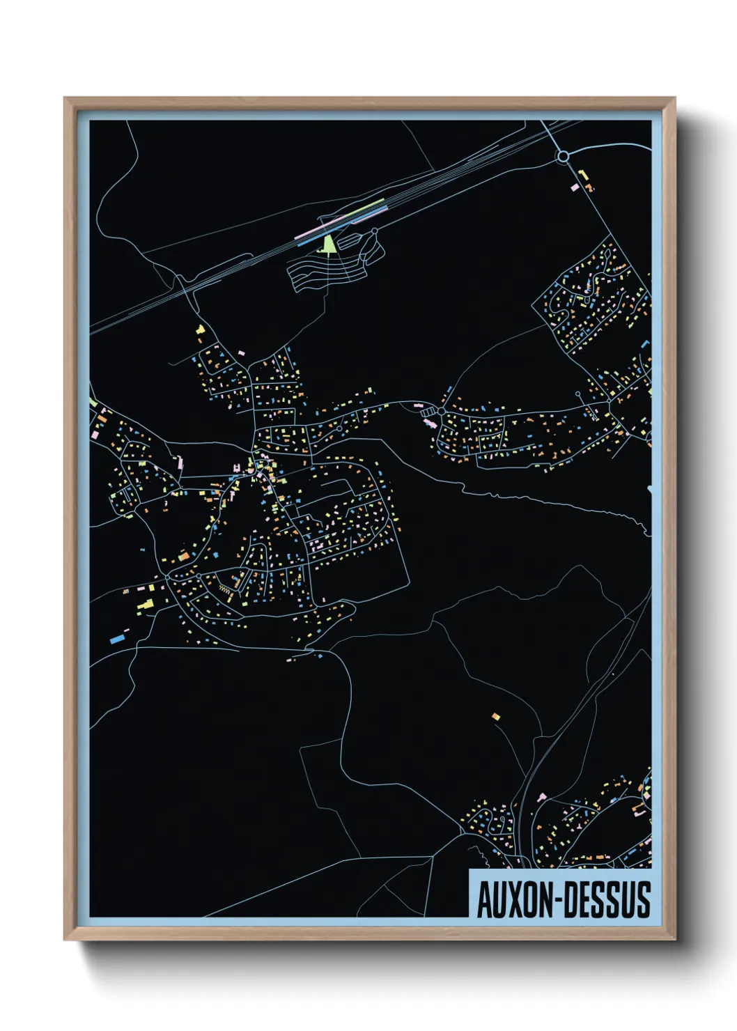 Une affiche de carte sur Auxon-Dessus