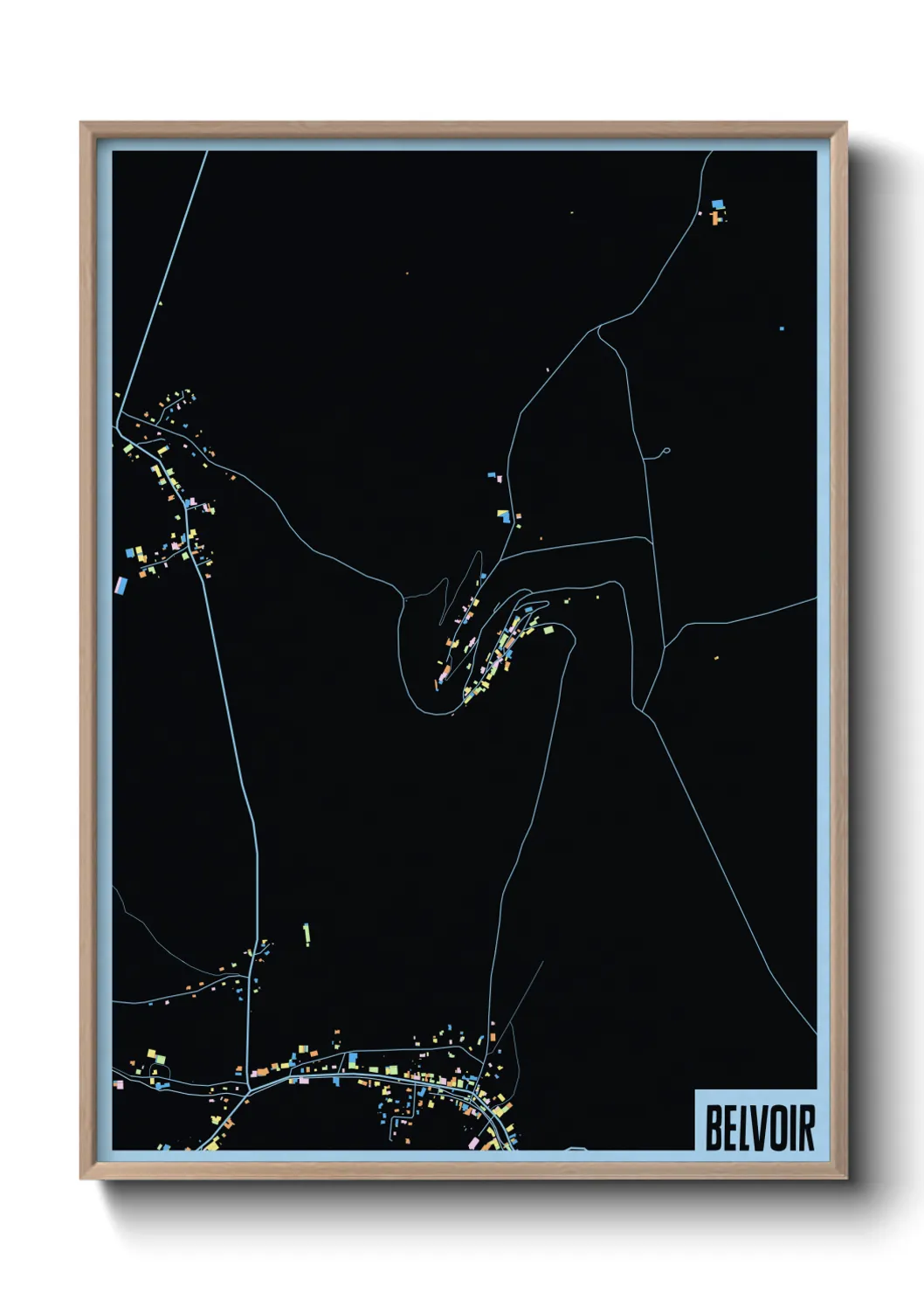 Une affiche de carte sur Belvoir