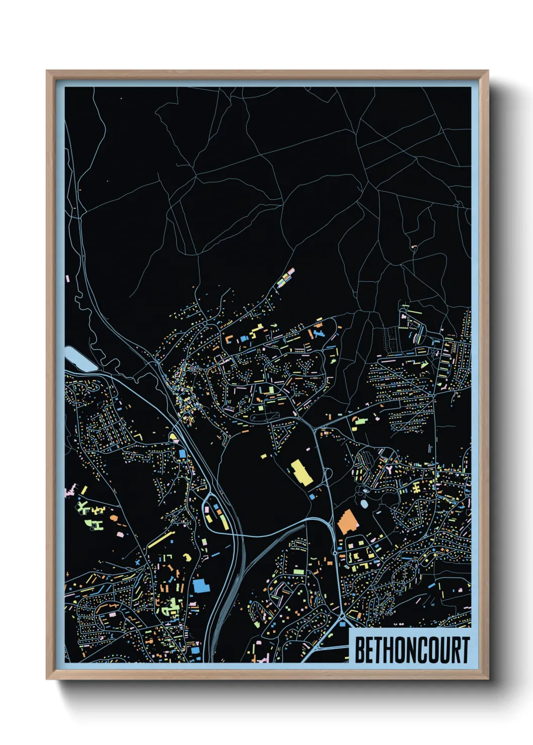 Une affiche de carte sur Bethoncourt