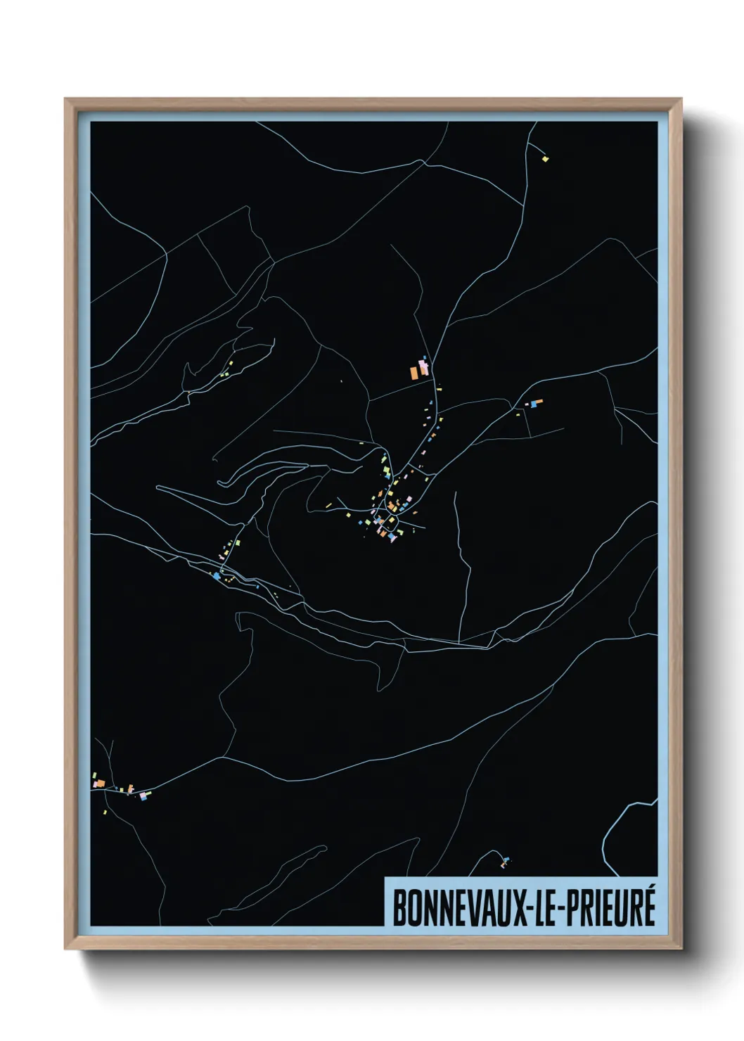 Une affiche de carte sur Bonnevaux-le-Prieuré