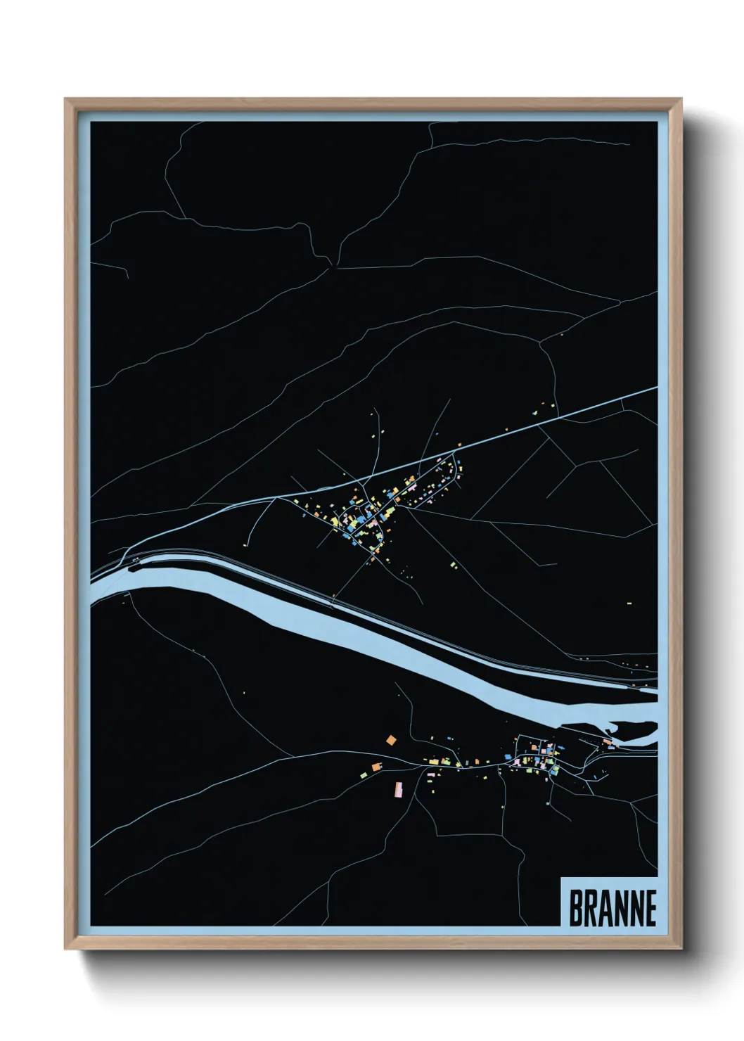 Une affiche de carte sur Branne