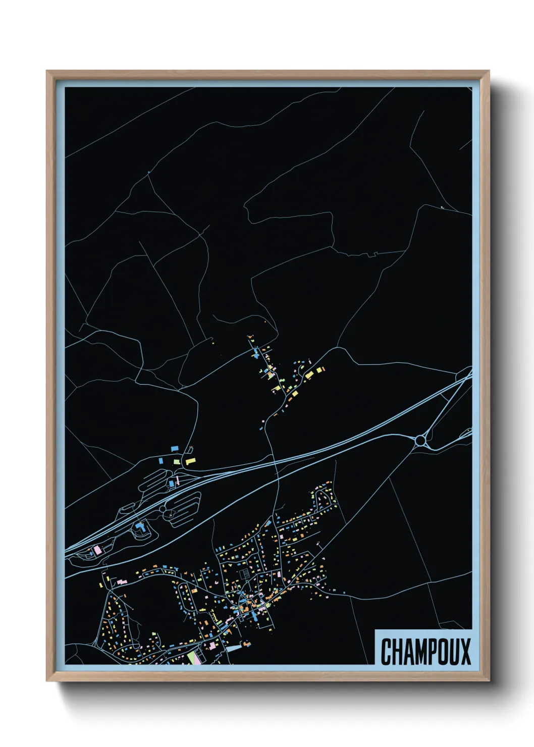 Une affiche de carte sur Champoux