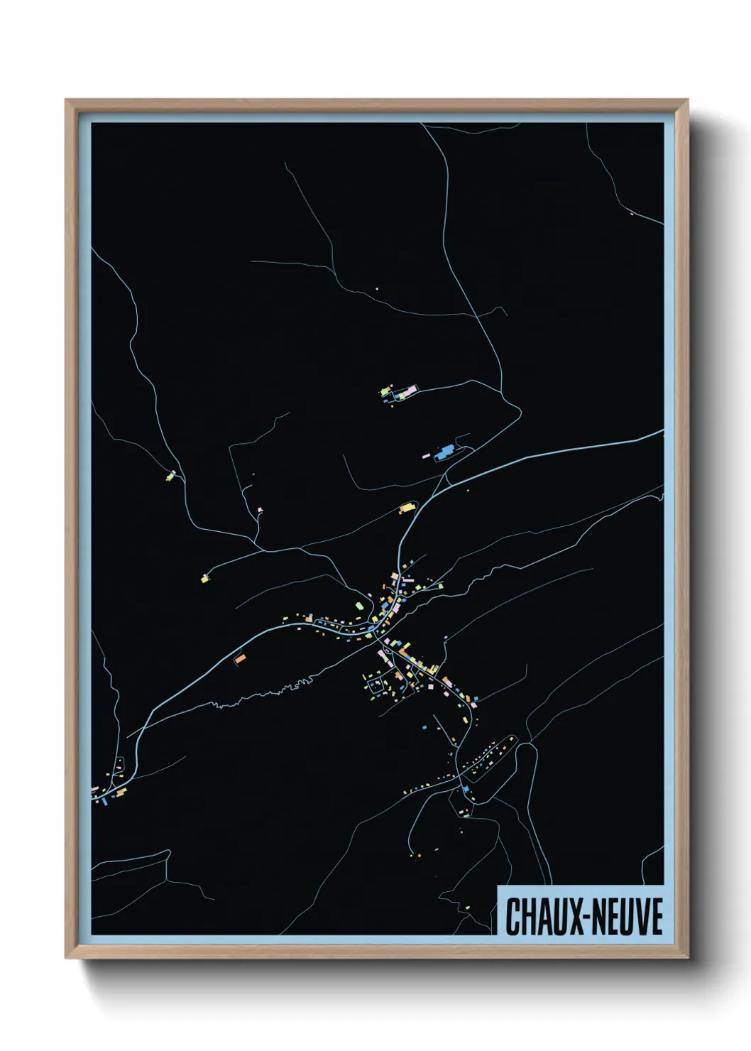 Une affiche de carte sur Chaux-Neuve