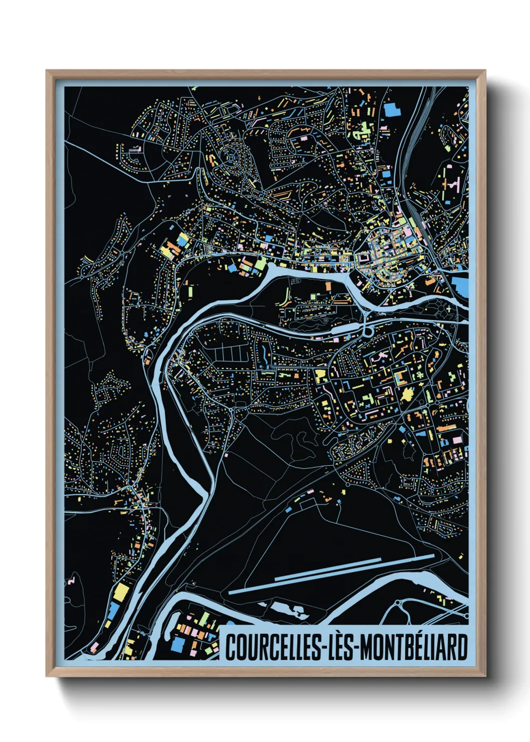 Une affiche de carte sur Courcelles-lès-Montbéliard
