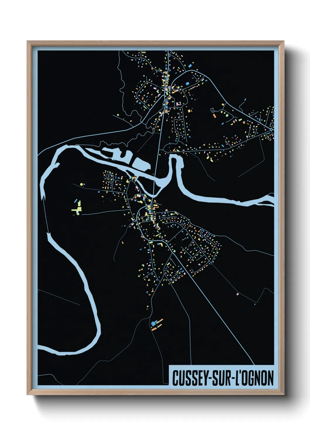 Une affiche de carte sur Cussey-sur-l'Ognon