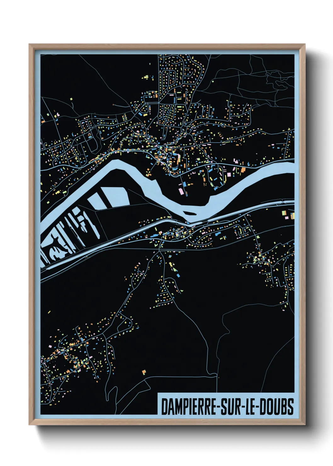 Une affiche de carte sur Dampierre-sur-le-Doubs