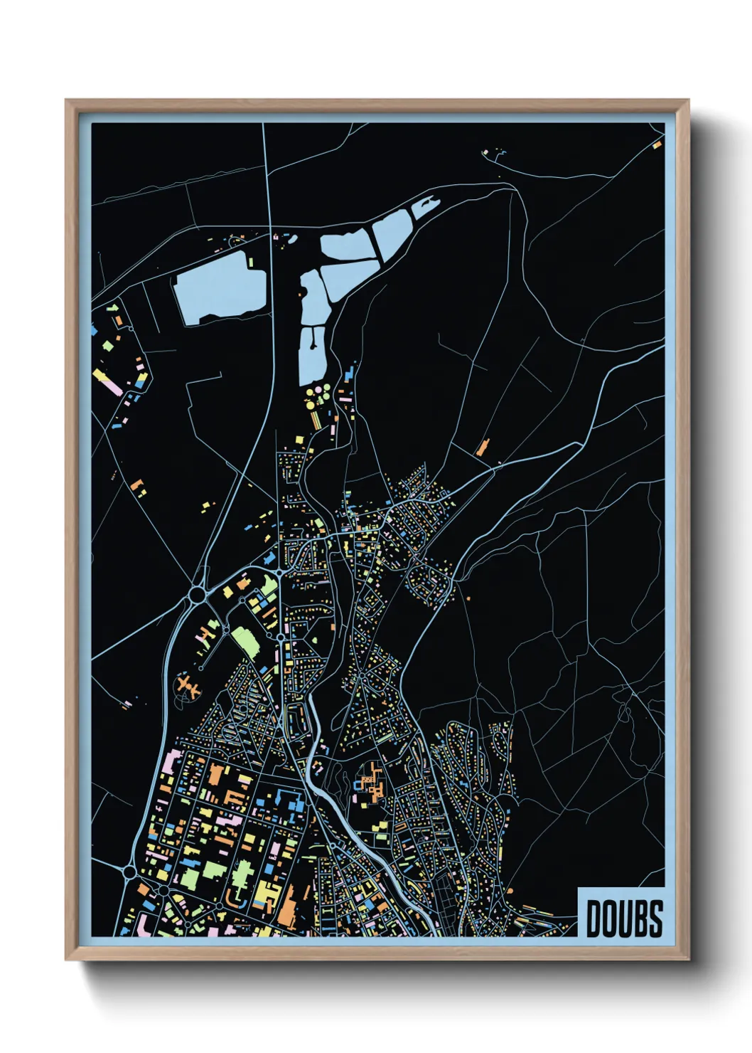 Une affiche de carte sur Doubs