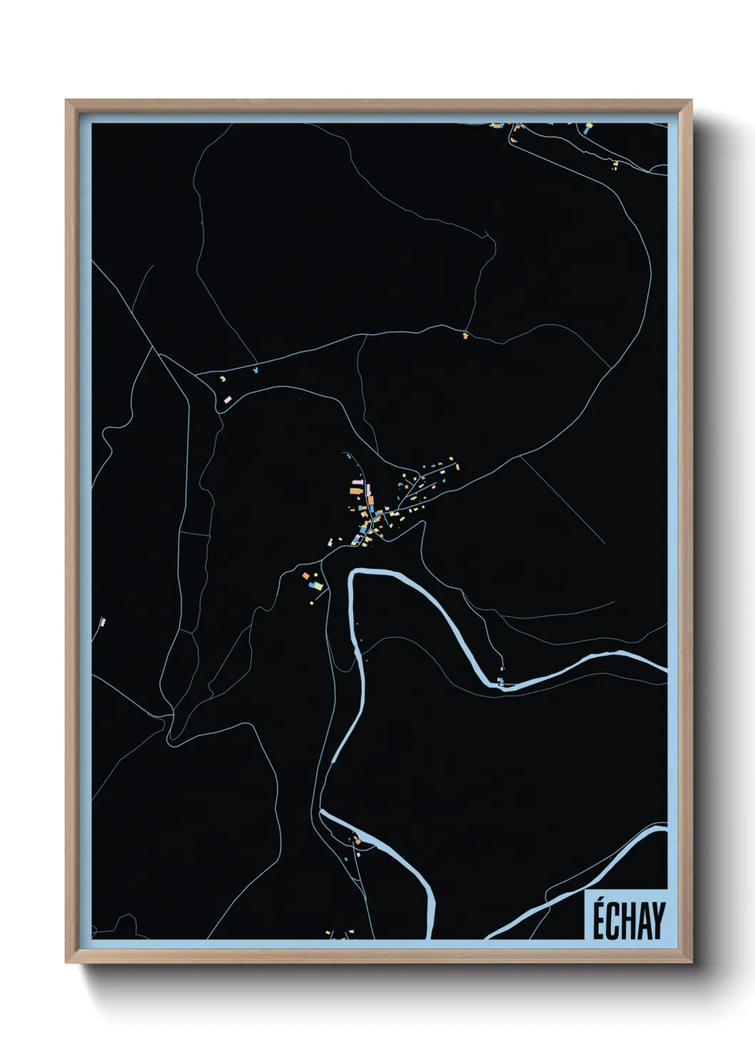 Une affiche de carte sur Échay