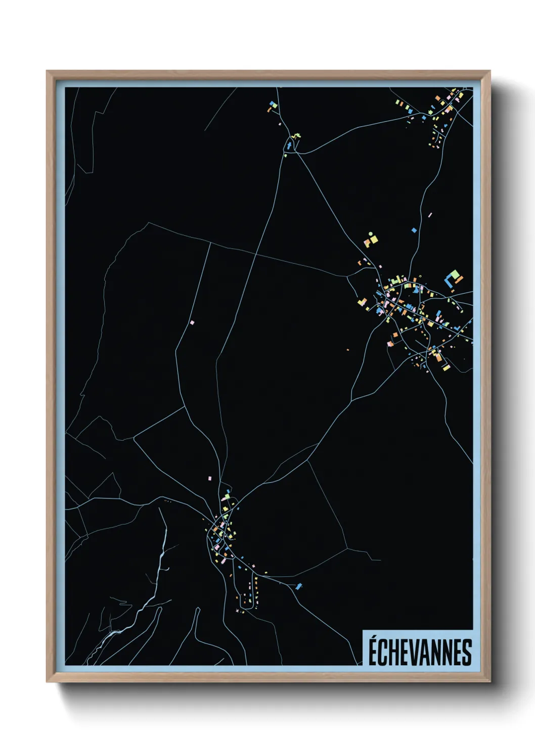 Une affiche de carte sur Échevannes