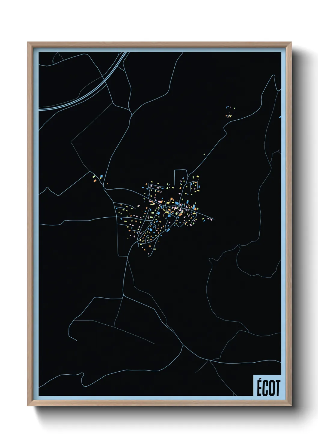 Une affiche de carte sur Écot