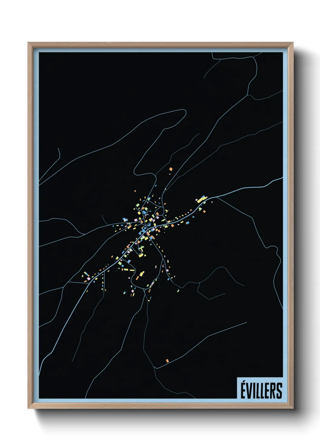 Une affiche de carte sur Évillers