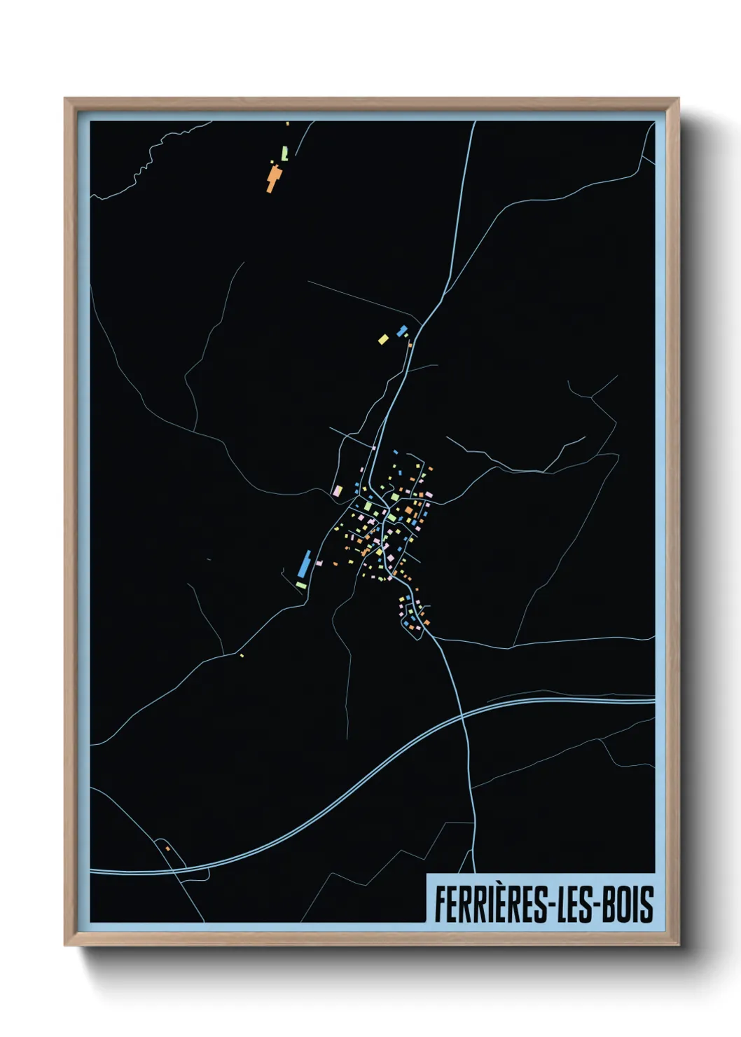 Une affiche de carte sur Ferrières-les-Bois