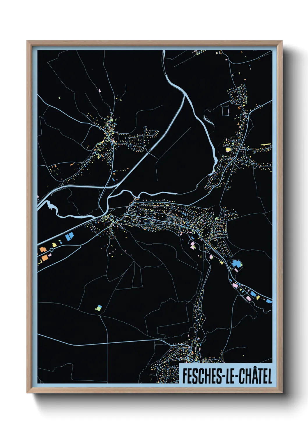 Une affiche de carte sur Fesches-le-Châtel