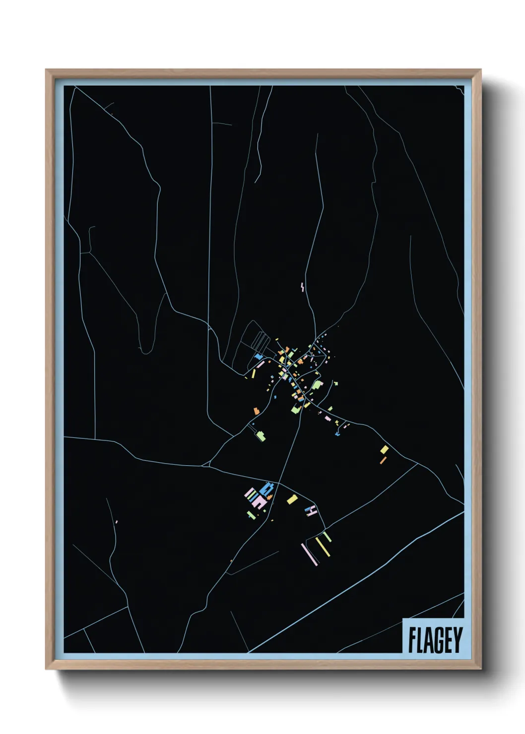 Une affiche de carte sur Flagey