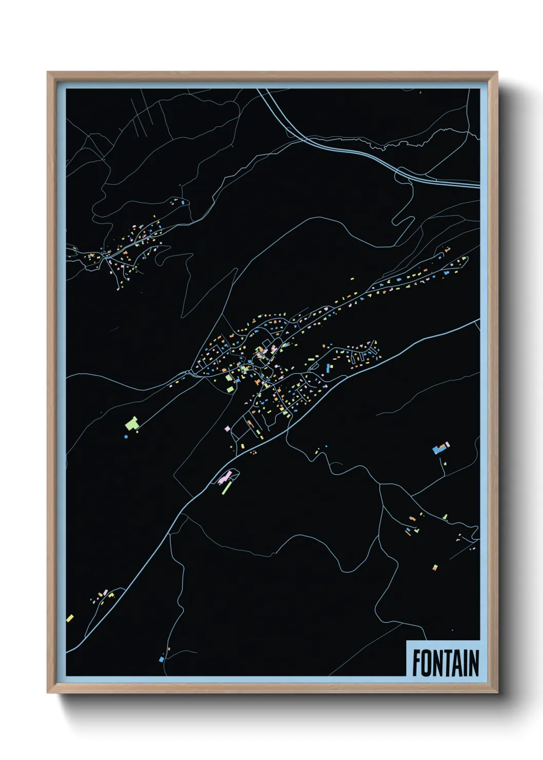 Une affiche de carte sur Fontain