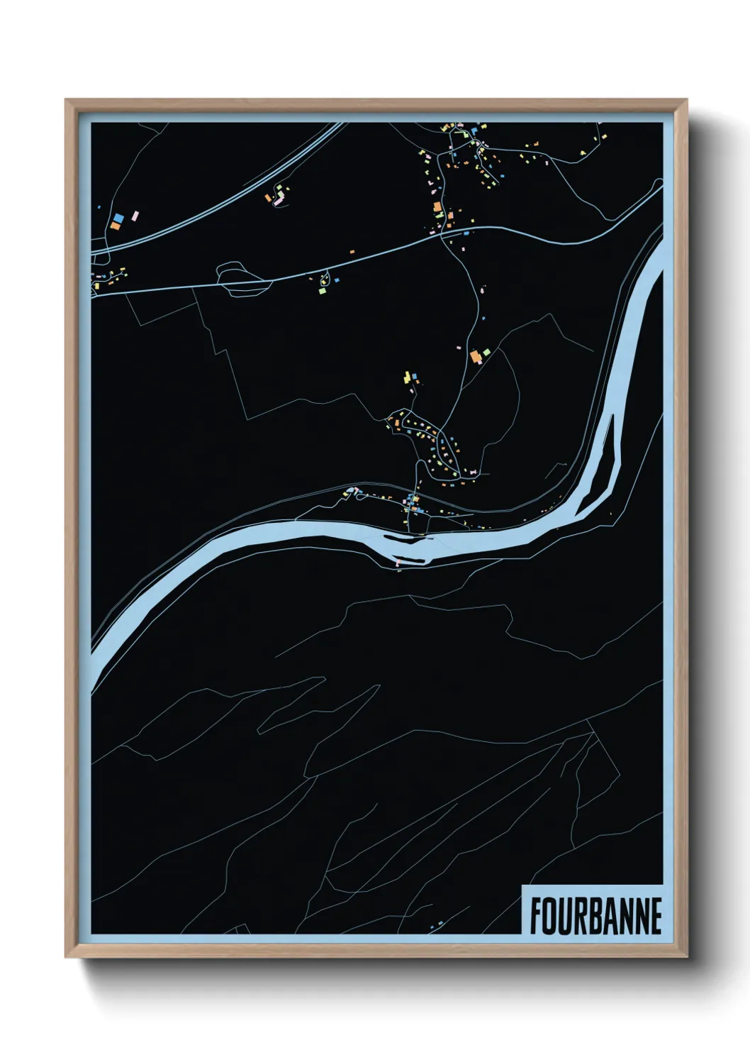 Une affiche de carte sur Fourbanne