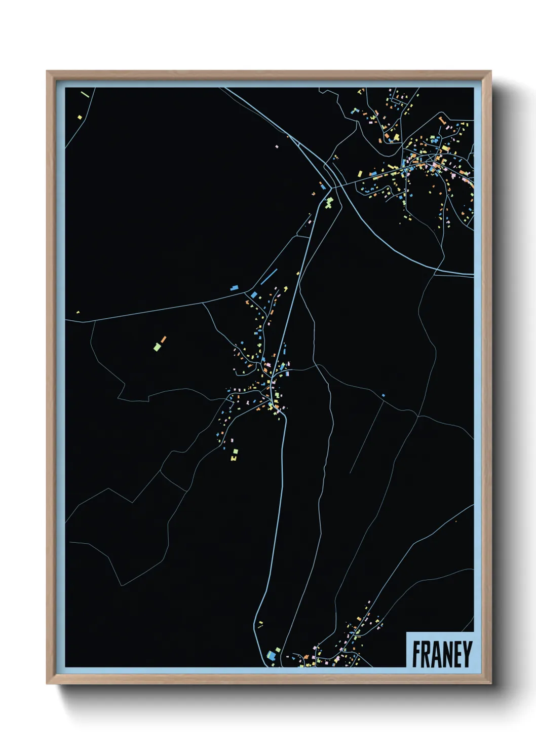 Une affiche de carte sur Franey