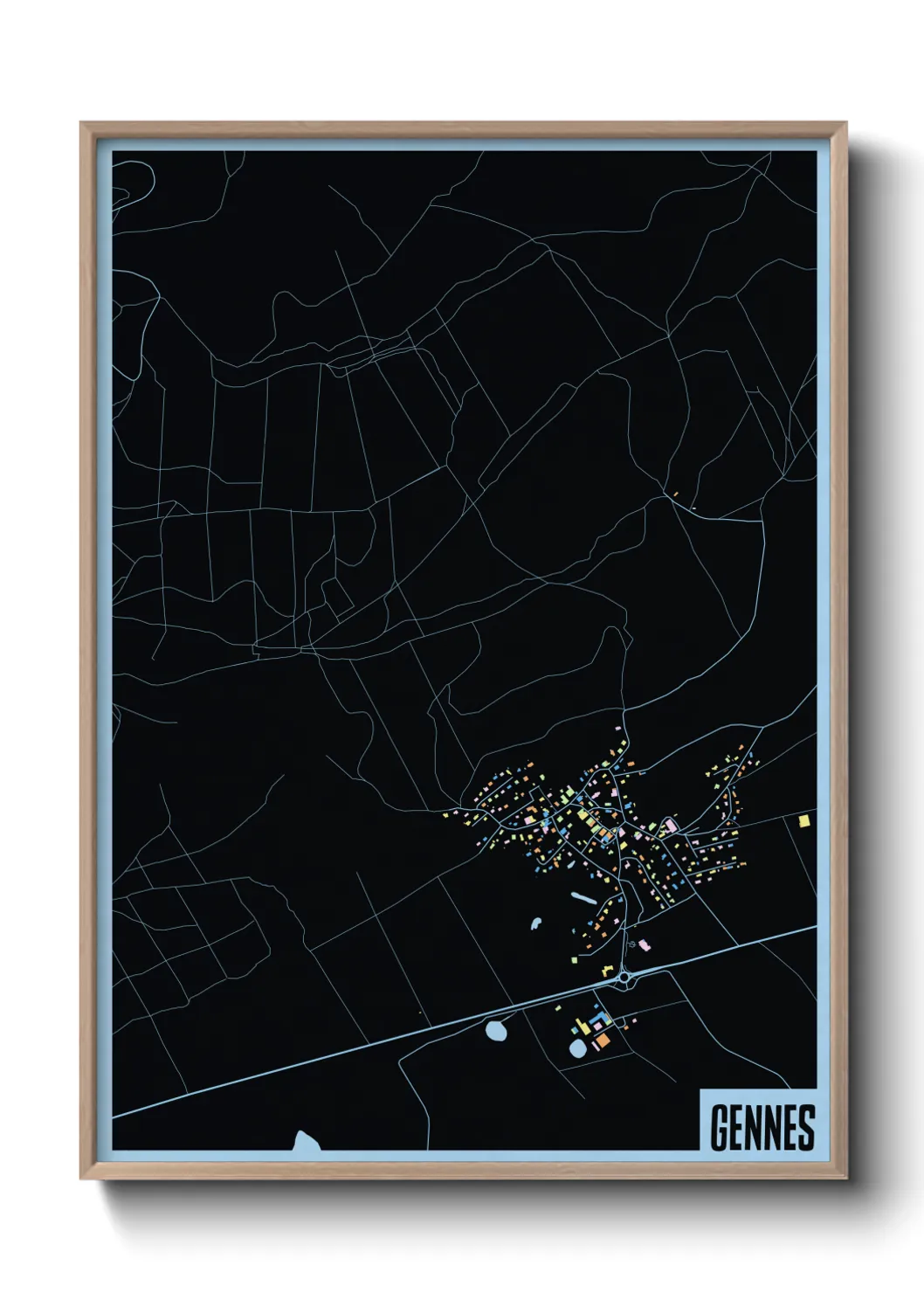 Une affiche de carte sur Gennes