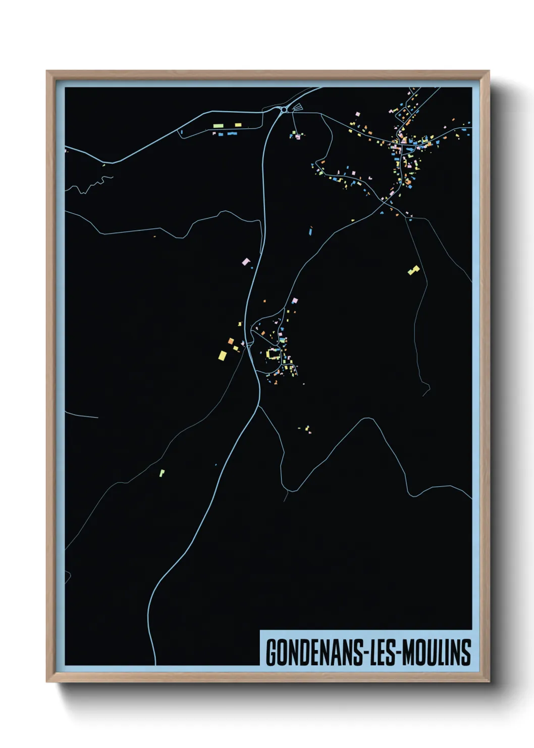Une affiche de carte sur Gondenans-les-Moulins