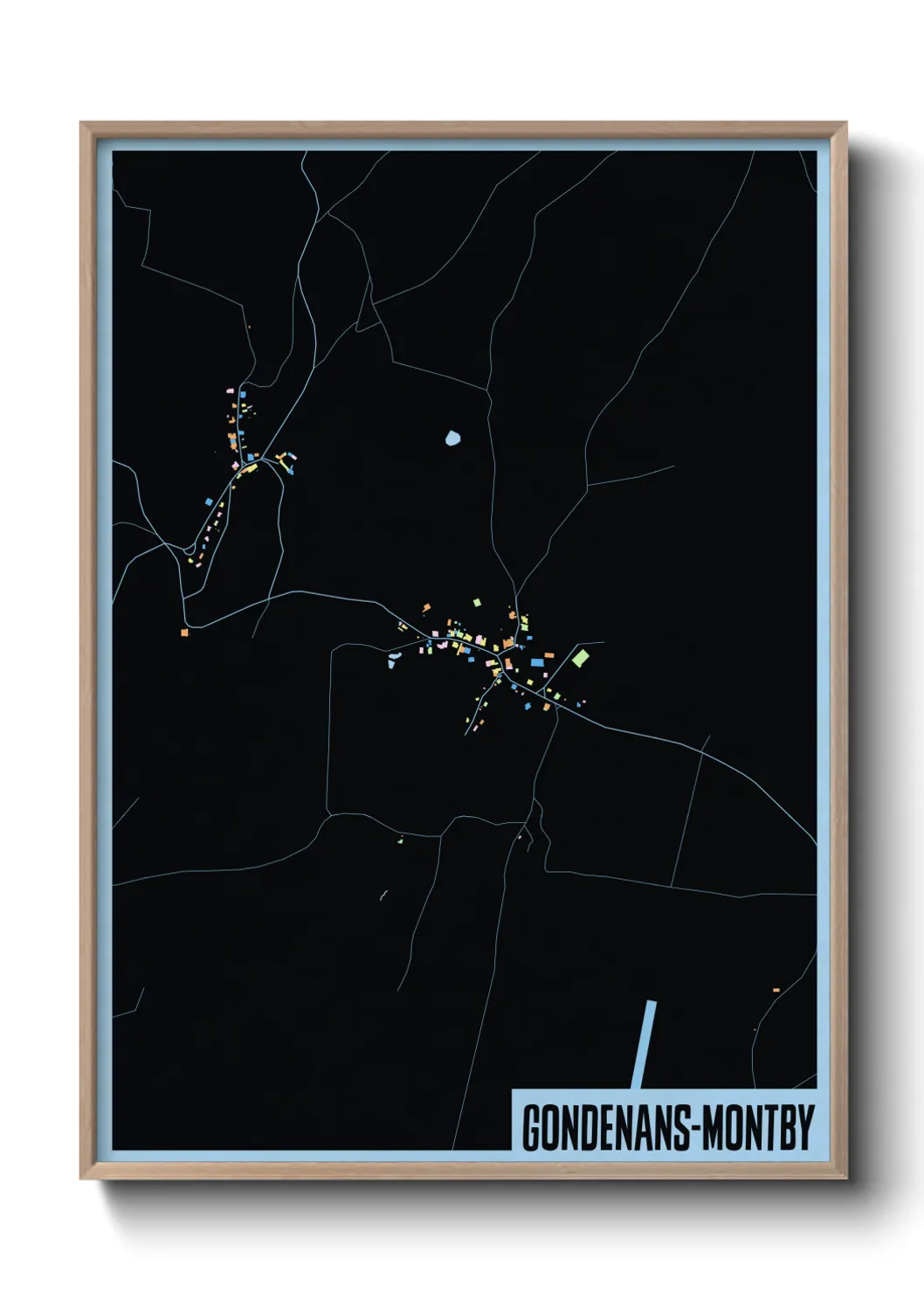 Une affiche de carte sur Gondenans-Montby