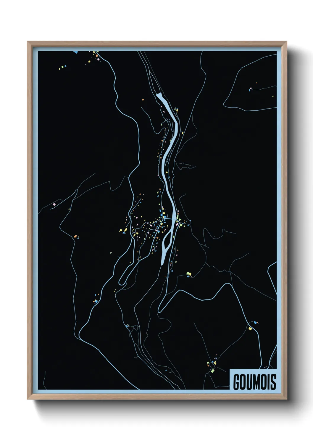 Une affiche de carte sur Goumois