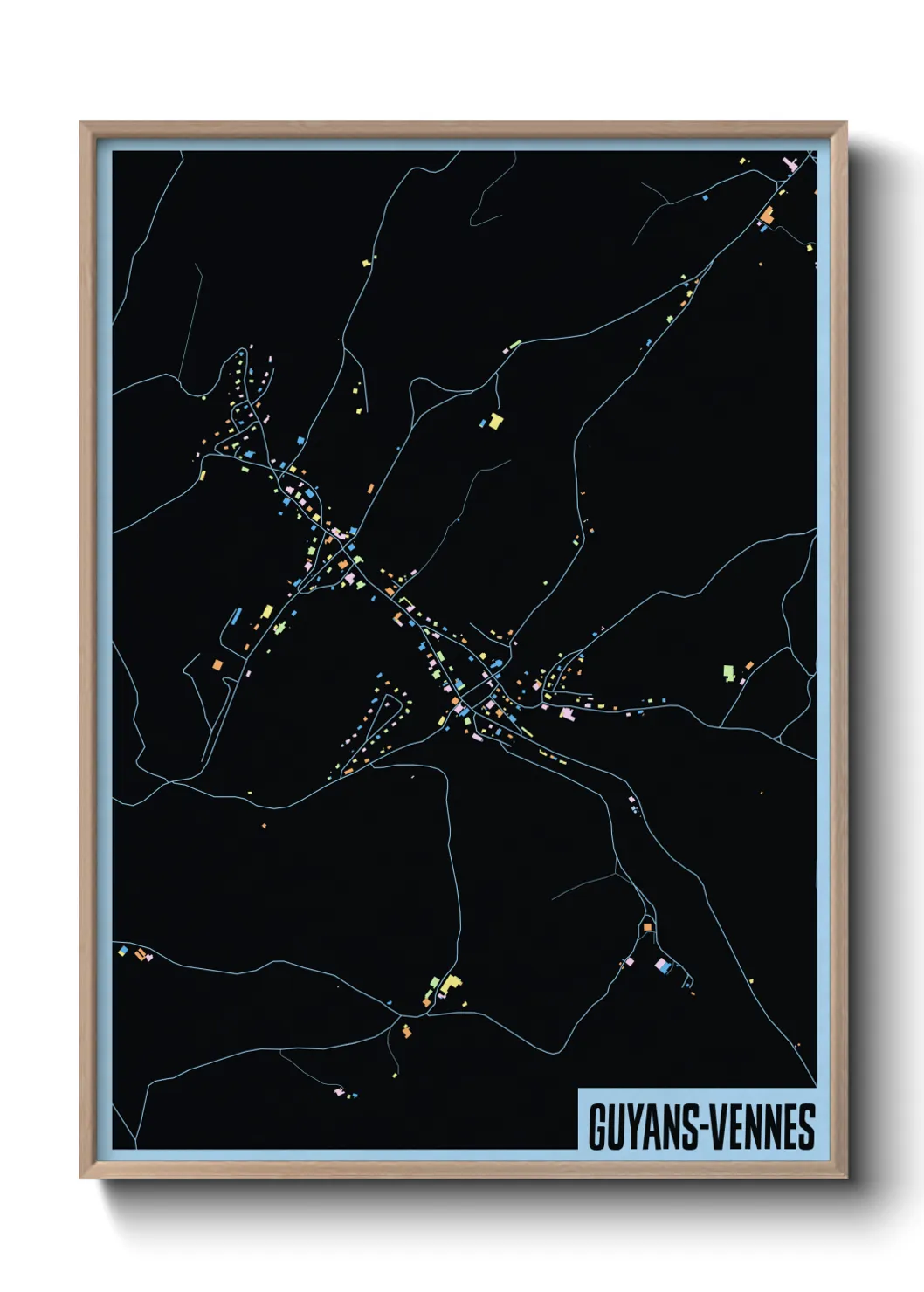 Une affiche de carte sur Guyans-Vennes