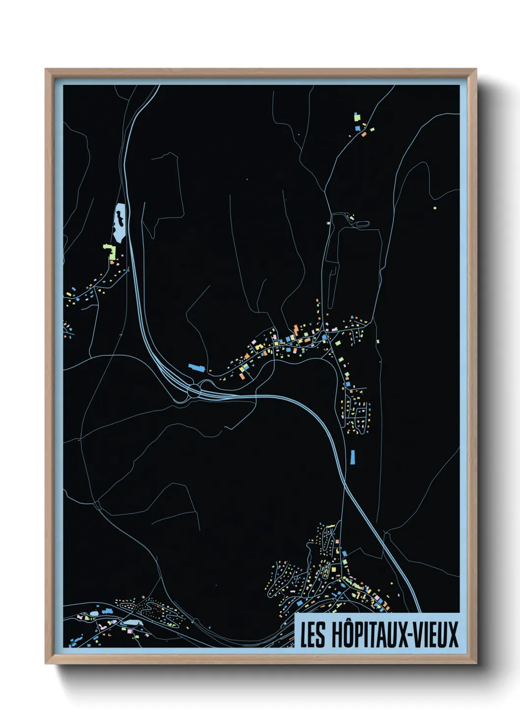 Une affiche de carte sur Les Hôpitaux-Vieux