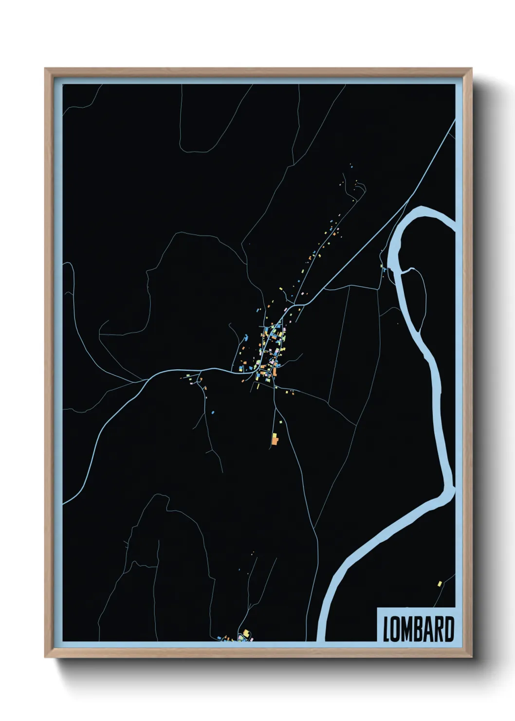 Une affiche de carte sur Lombard