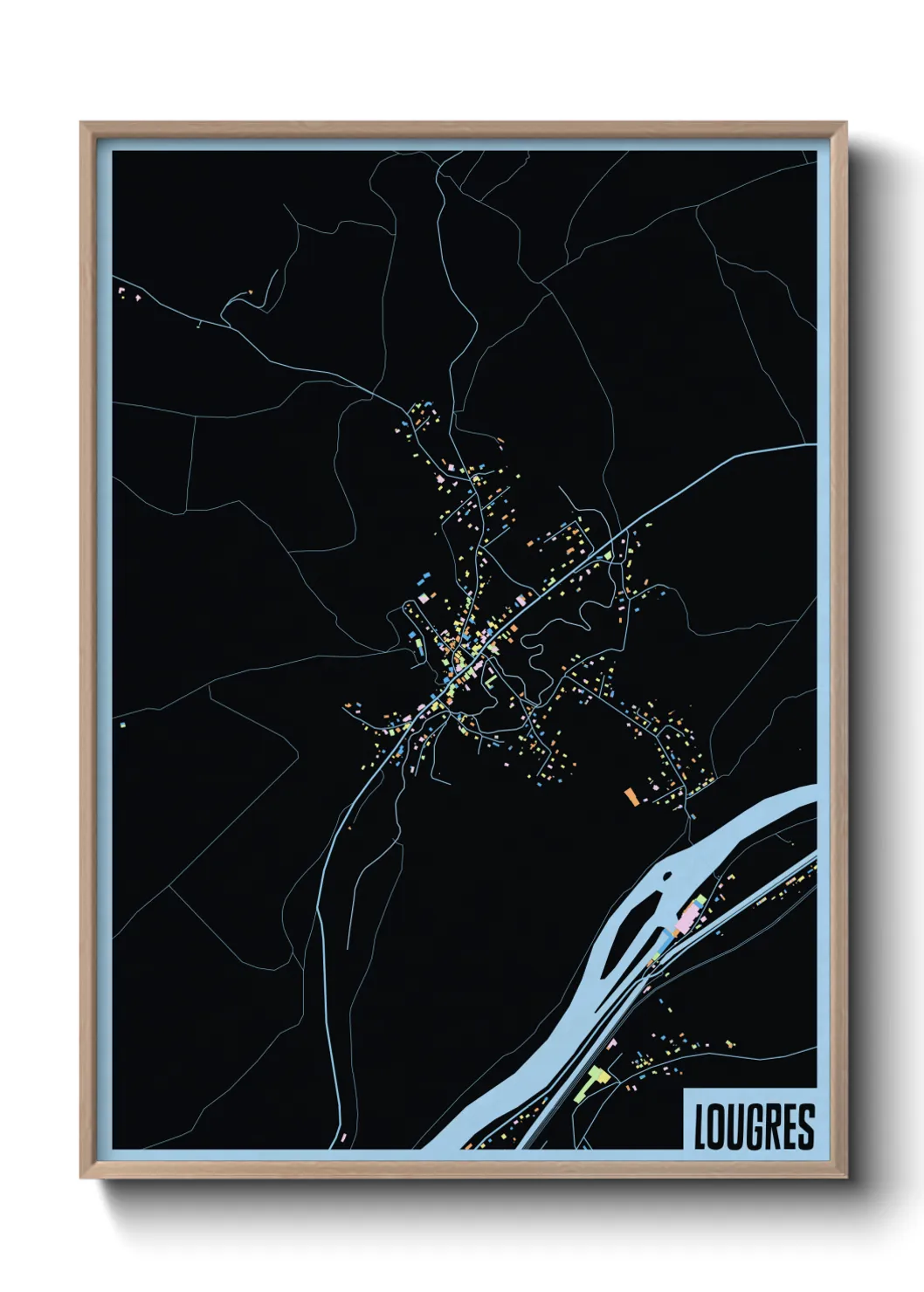 Une affiche de carte sur Lougres