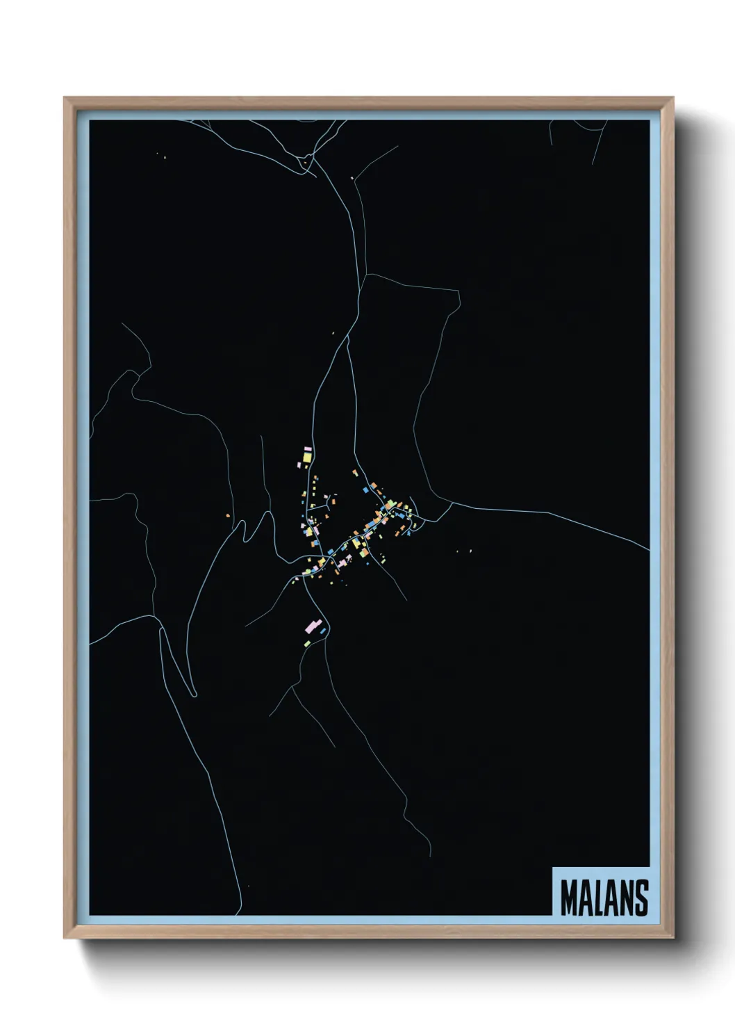 Une affiche de carte sur Malans