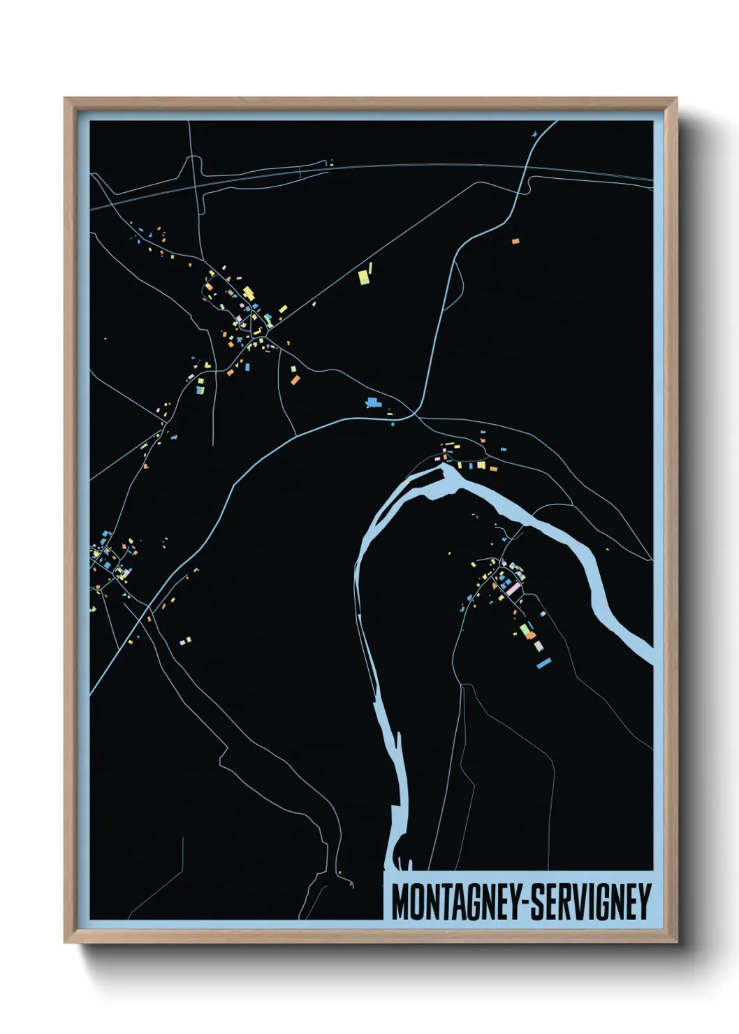 Une affiche de carte sur Montagney-Servigney