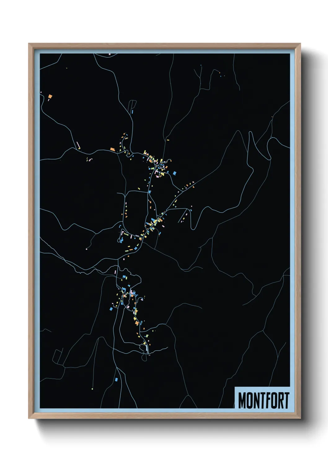 Une affiche de carte sur Montfort