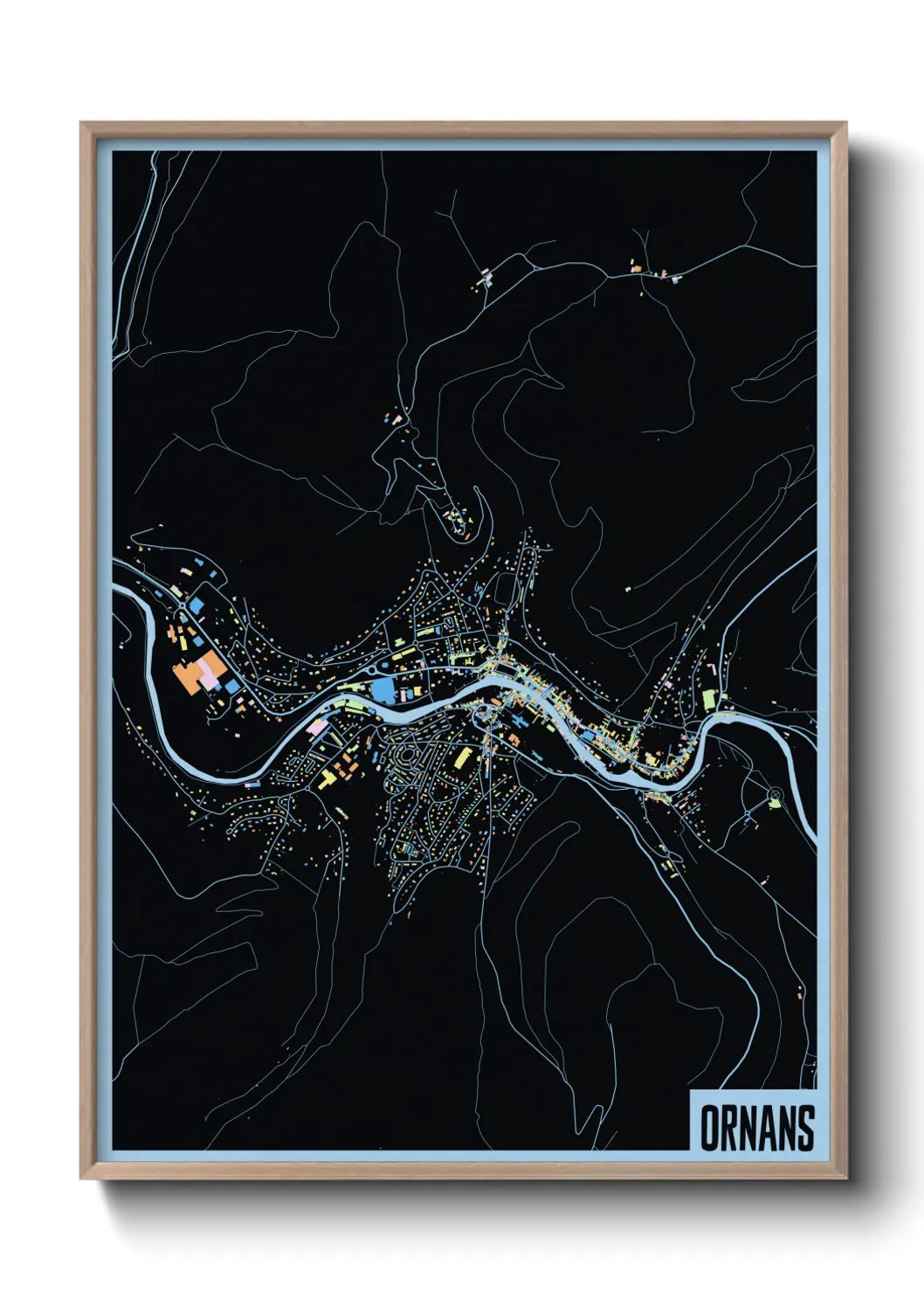 Une affiche de carte sur Ornans