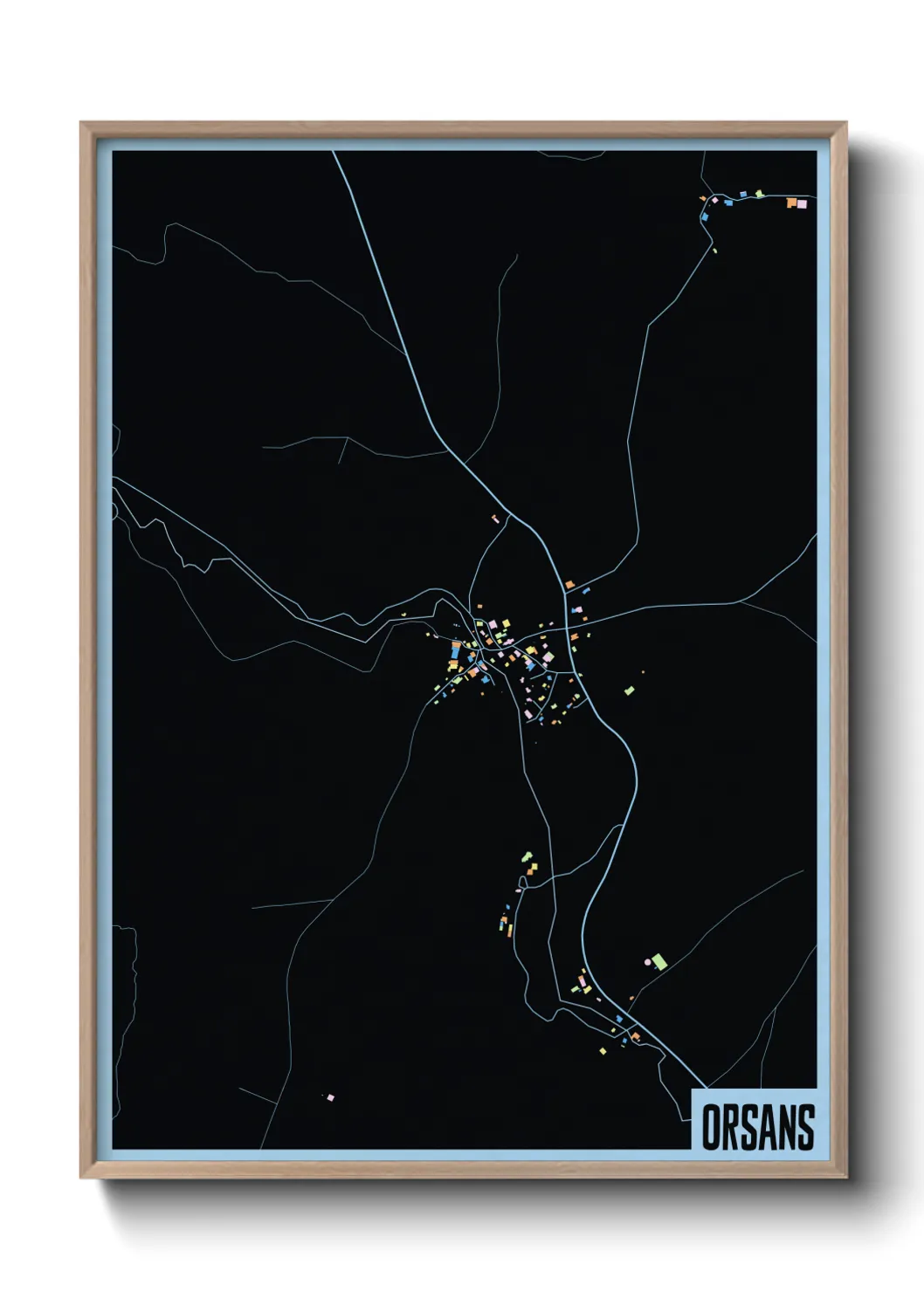 Une affiche de carte sur Orsans