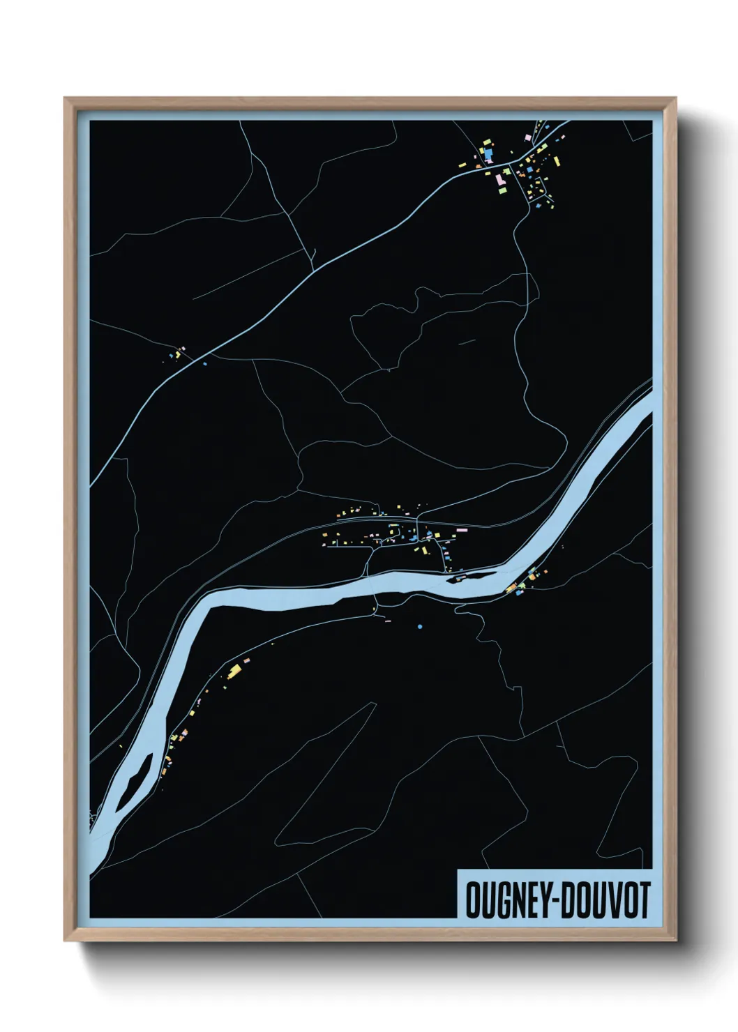 Une affiche de carte sur Ougney-Douvot