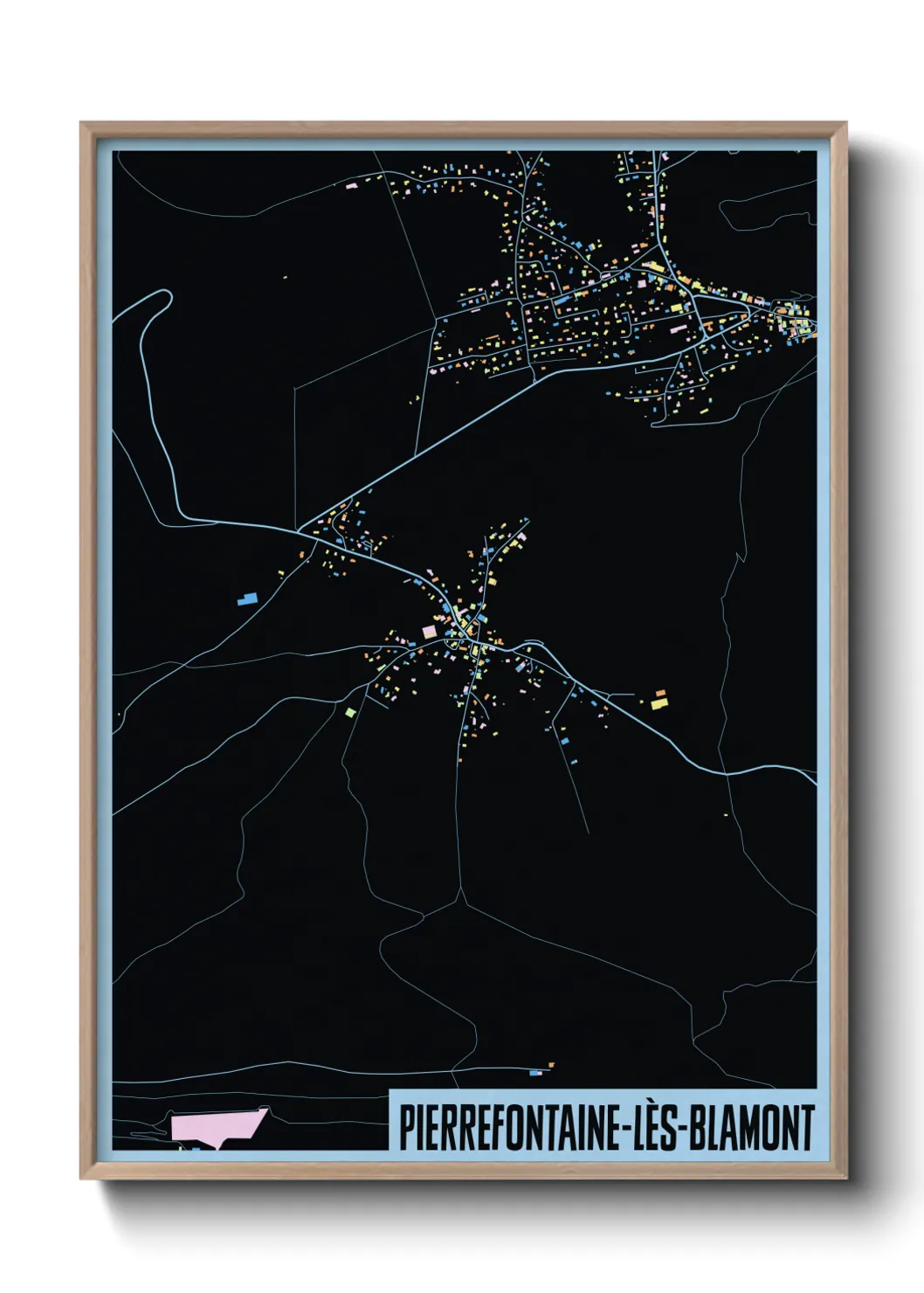 Une affiche de carte sur Pierrefontaine-lès-Blamont