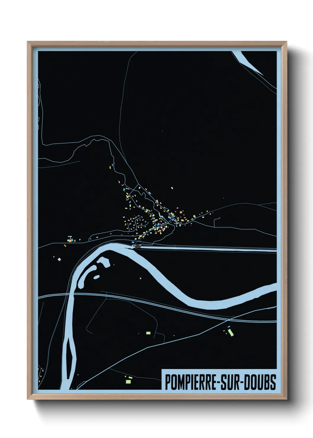 Une affiche de carte sur Pompierre-sur-Doubs