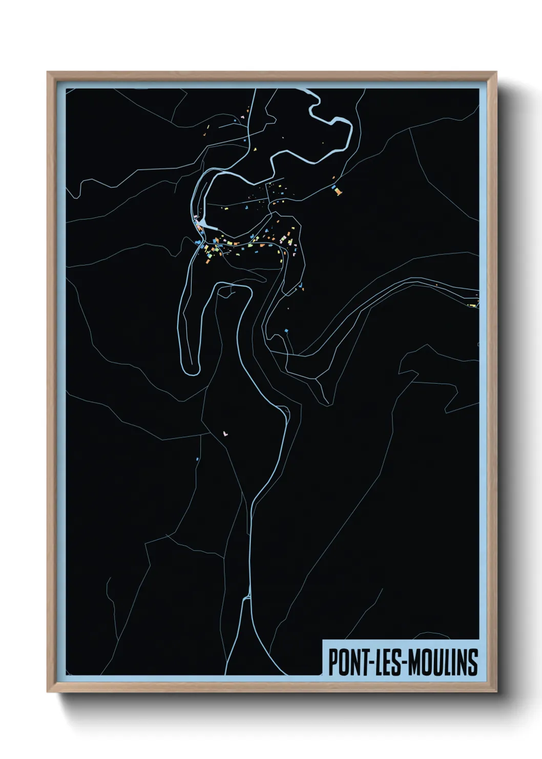 Une affiche de carte sur Pont-les-Moulins