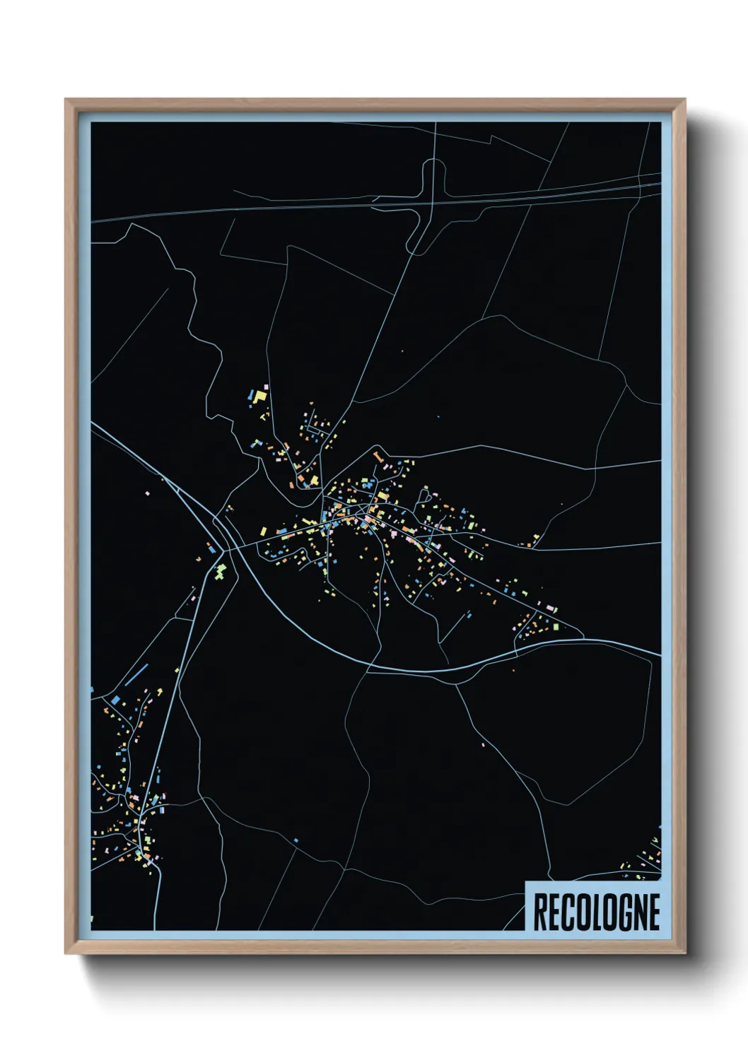 Une affiche de carte sur Recologne