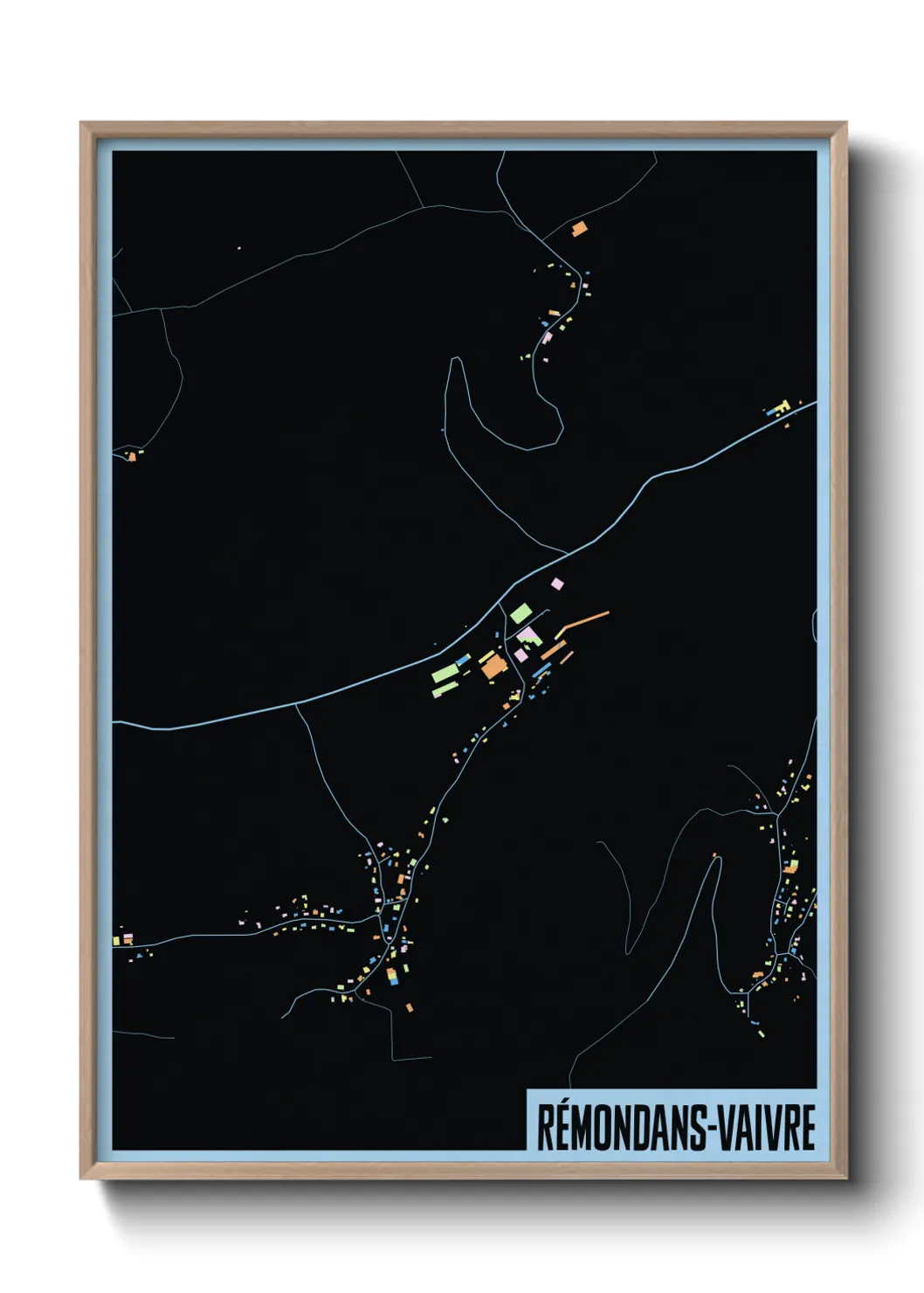 Une affiche de carte sur Rémondans-Vaivre